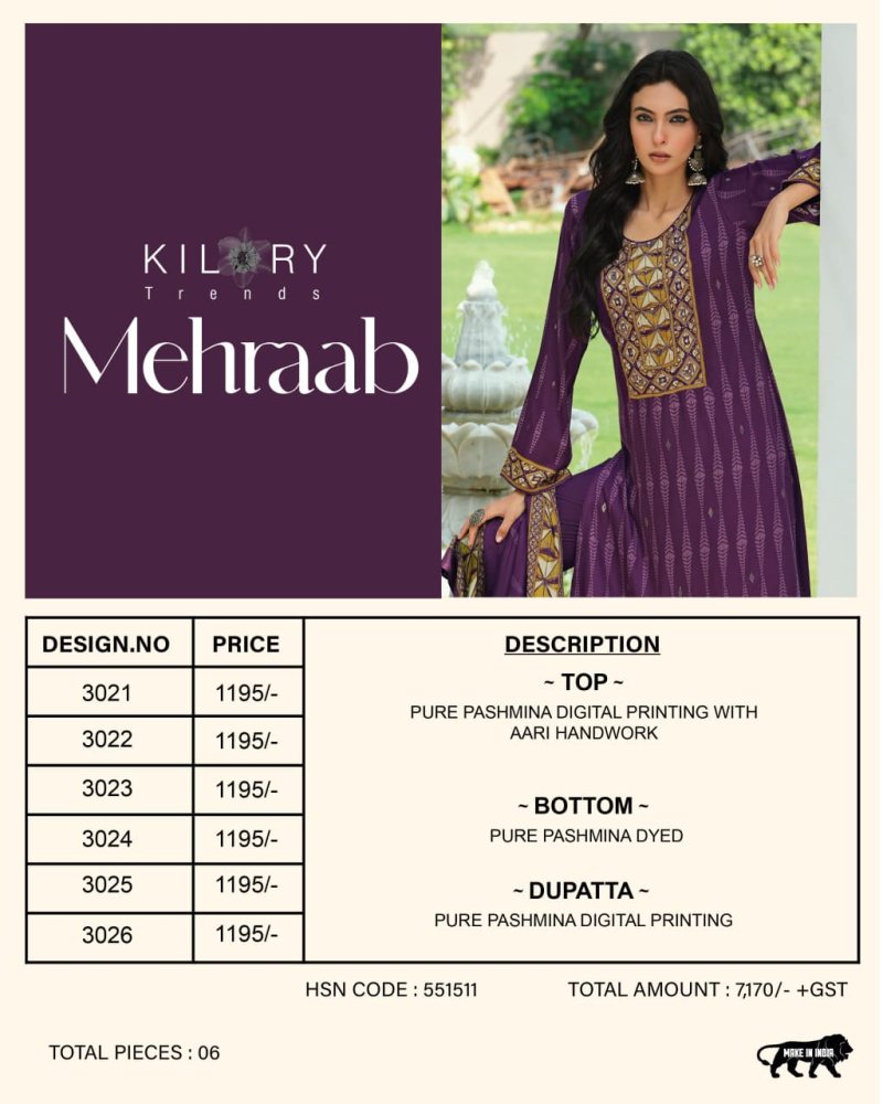 Mehraab By Kilory Viscose Pashmina Dress Material